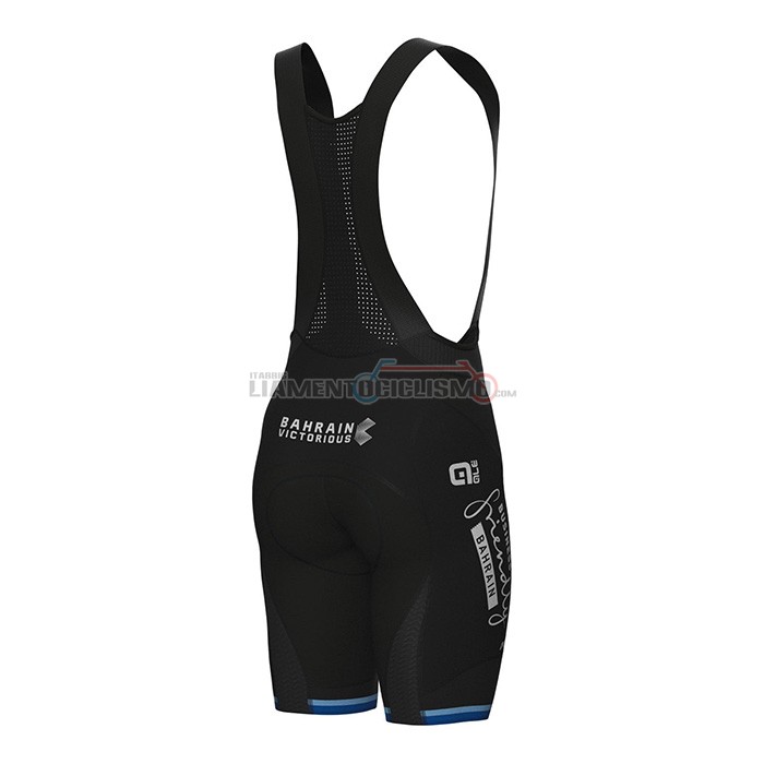 Abbigliamento Ciclismo European Champion Bahrain Victorious Manica Corta 2022 Blu Bianco